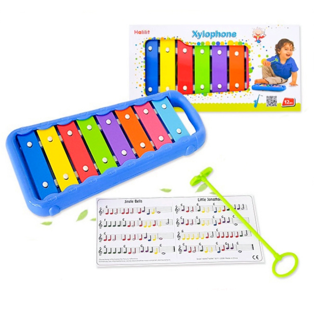 알록달록건반음악교육실로폰 파랑본체오감발달소리나는장난감 소리놀이음악악기놀이 12개 12음 39cm - 상품 이미지