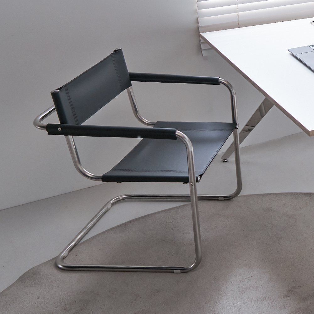 글로우 미드센츄리 철제 의자 카페 가죽