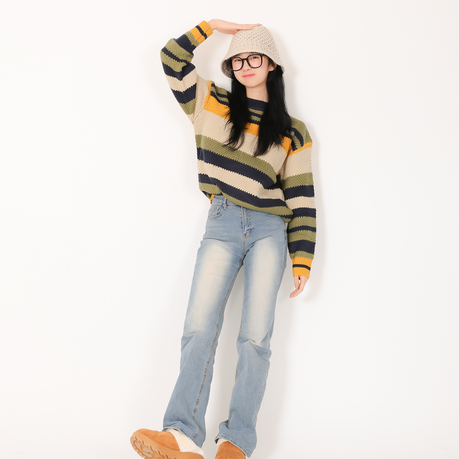 국내생산 니트 뜨개 벙거지 가을 겨울 크로쉐 버킷햇 여성 무지 모자