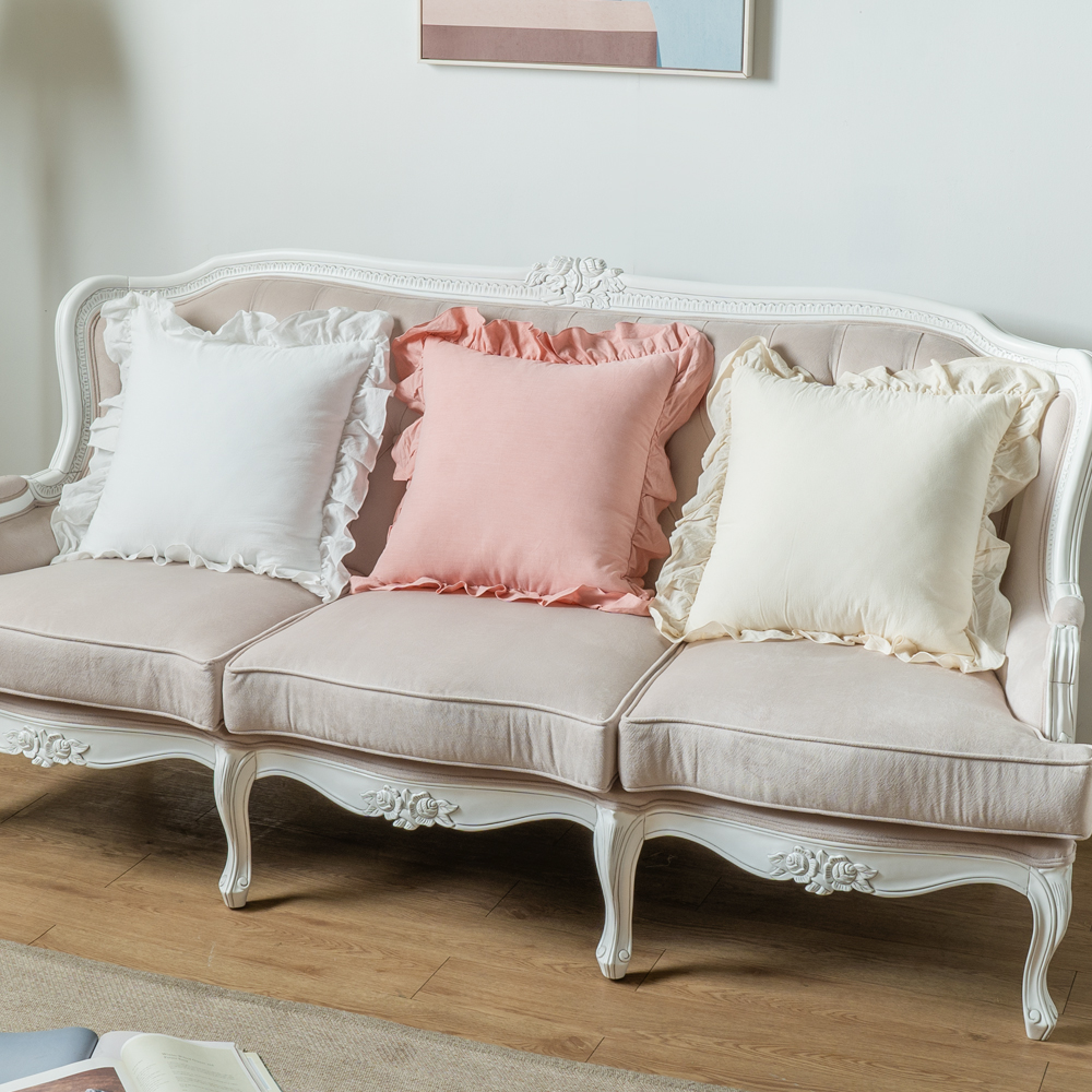 프릴 북유럽 거실 쇼파 쿠션 커버 순면 인테리어 3.아이보리(솜X), 50cm x 50cm