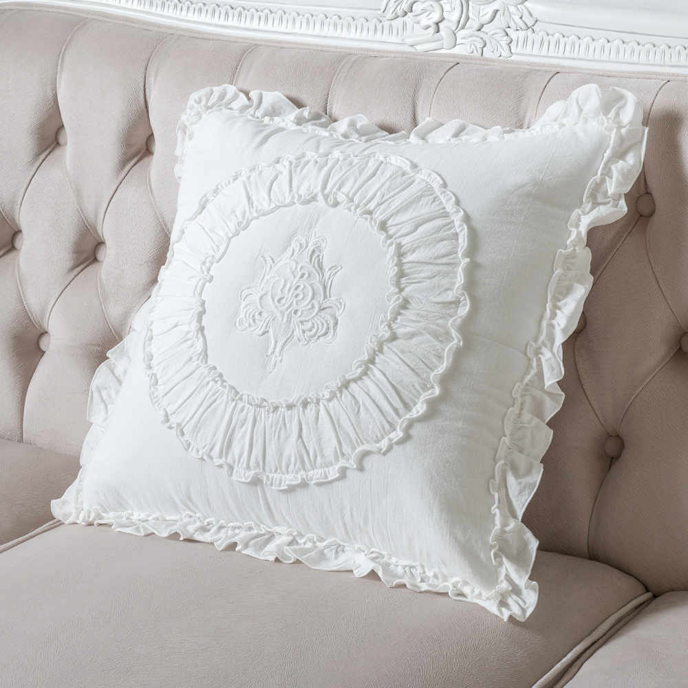 프렌치 거실 북유럽 쇼파 쿠션 커버 순면 인테리어 1.화이트(솜X), 50cm x 50cm