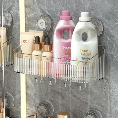 리버스드림 투명 흡착식 화장실 공중부양 선반 타월 걸이 거치 타올 싱크대 젠다이 욕실 수납 목욕탕 샤워실 욕조 무타공 샴푸 렉 거치대 세면대 부착 세제 정리 접착식 일자 정리대 받침대 벽