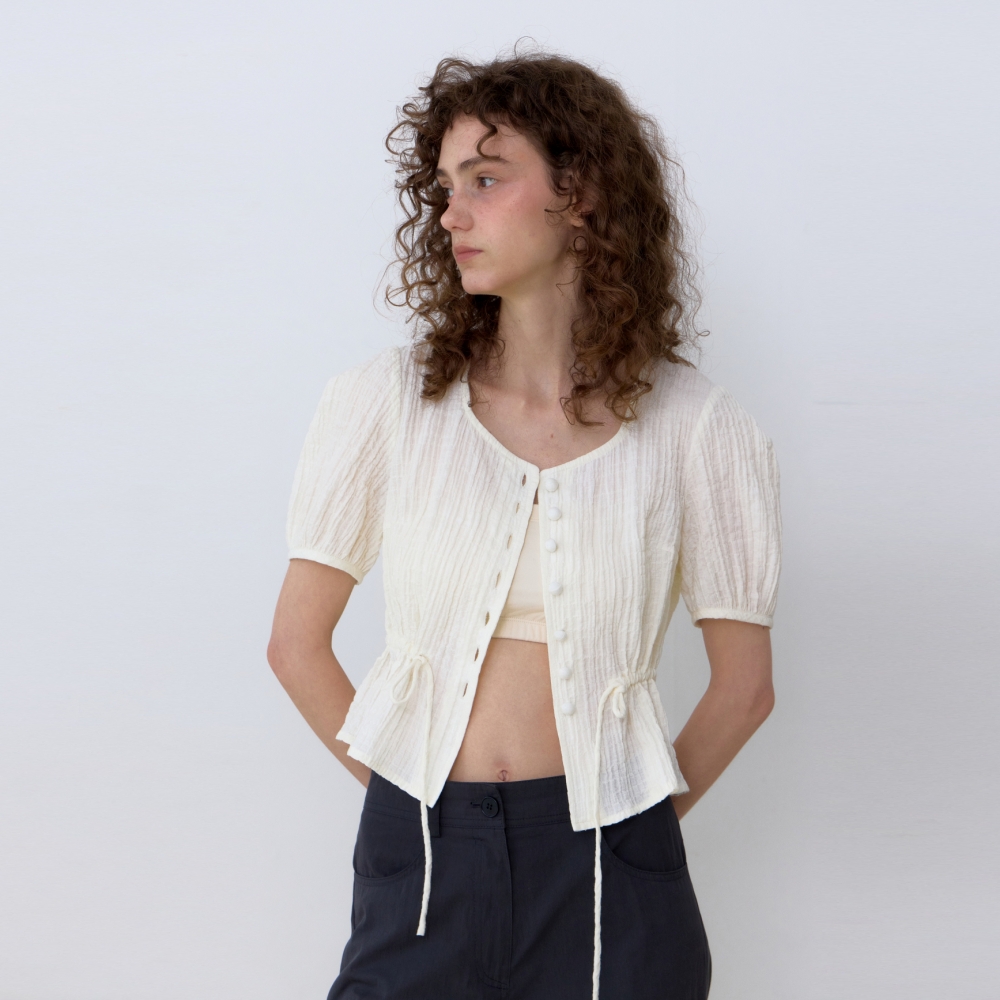 [3차 재입고][어나우트] CRINKLE NATURAL BLOUSE CREAM - 상세 이미지 3
