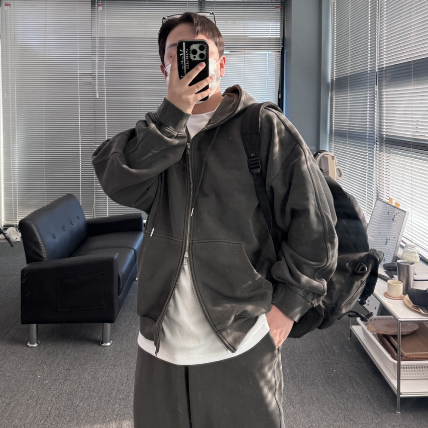 [SET] 남자 커플 오버핏 피그먼트 후드집업 스트링팬츠 트레이닝 셋업 세트 3color 상세 이미지 66