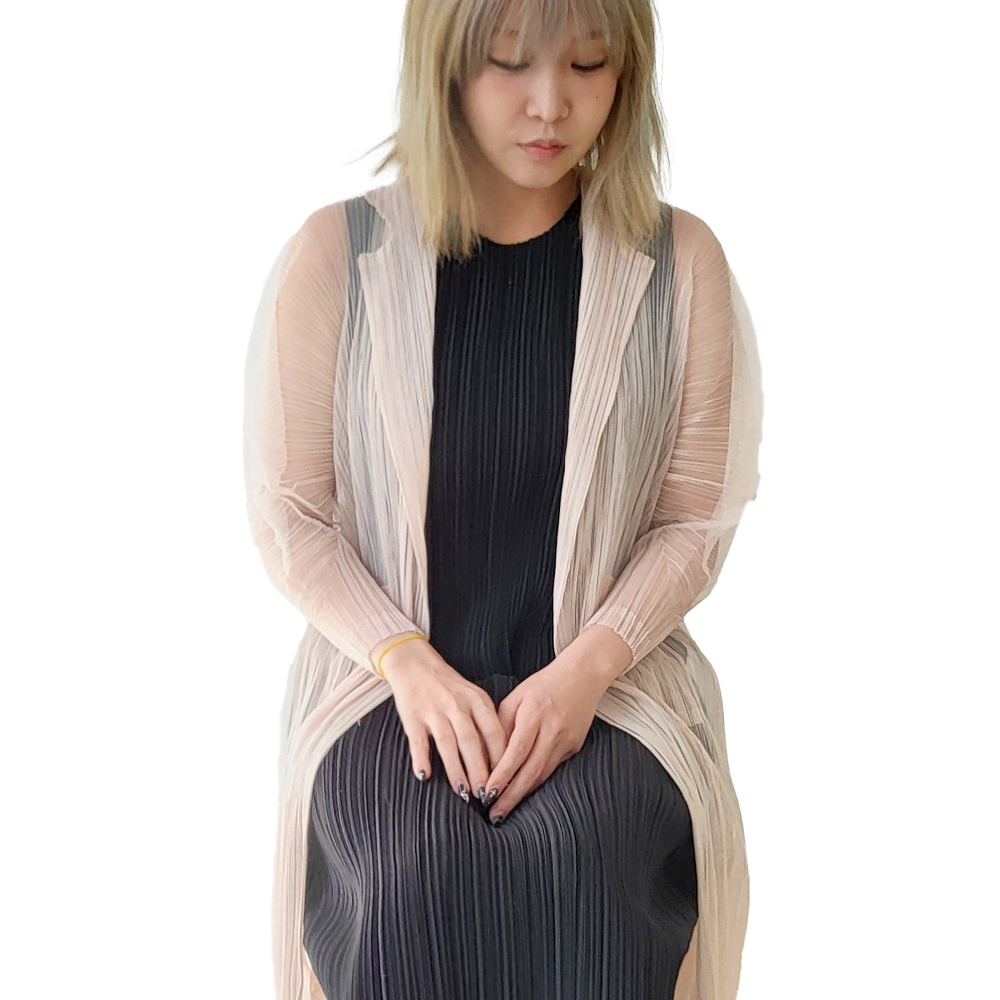 플리츠 시스루 망사 메쉬 여신룩 자켓 - 상품 이미지