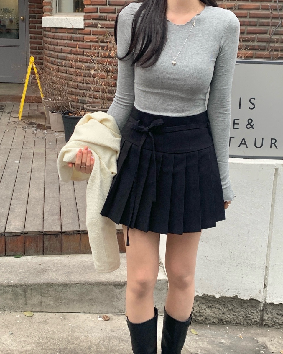 [MADE🎀/당일발송🤍] 슈어 리본 플리츠 스커트 (2col) 상세 이미지 34