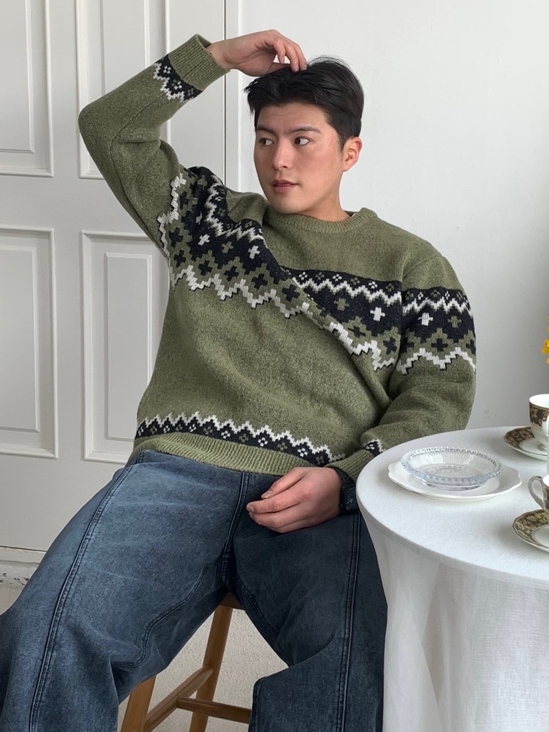 도톰 노르딕니트 빈티지 노르딕스웨터 오버핏 커플니트 이미지 7