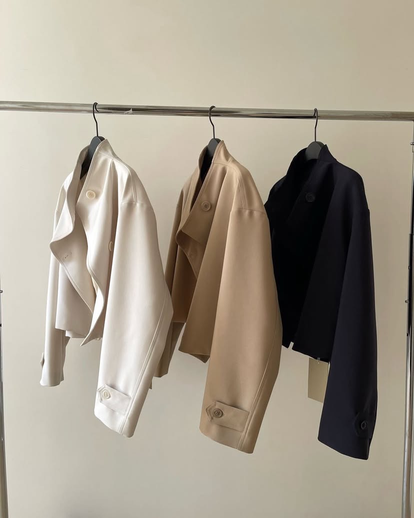 브론즈 프롬 숏 트렌치 코트 크롭 하이넥 봄 ct (3 color) 상세 이미지 13