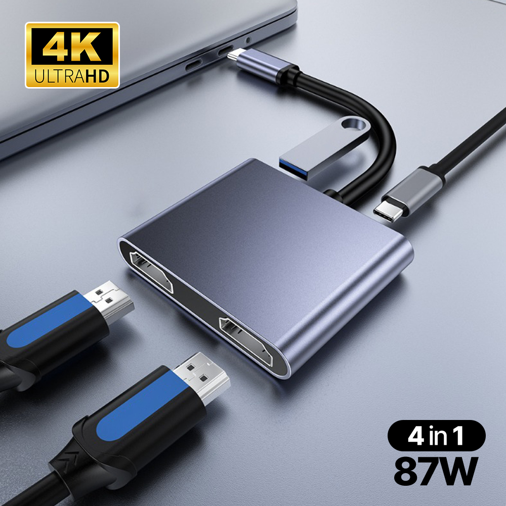 아모란나 C타입 듀얼 모니터 분배기 HDMI 컨버터 MST 허브 4in1