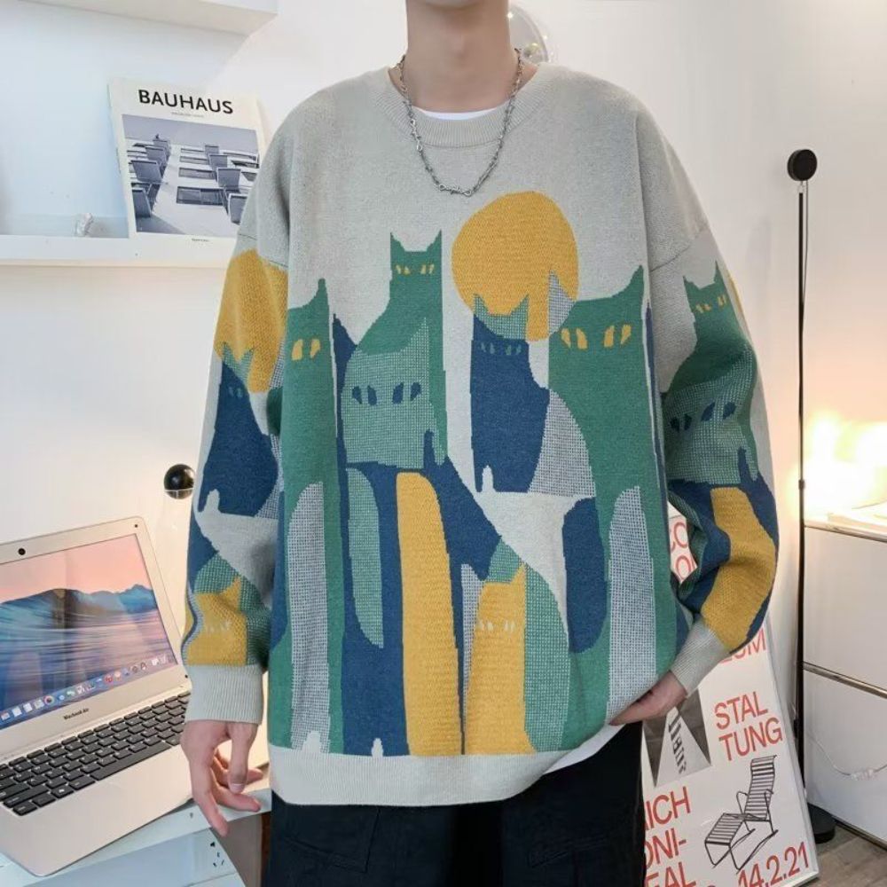 커플 티셔츠 가디건 남자 긴팔 라운드넥 세터 반팔티 커플룩 상의 남녀공용 캐주얼 루즈핏 - 상세 이미지 2