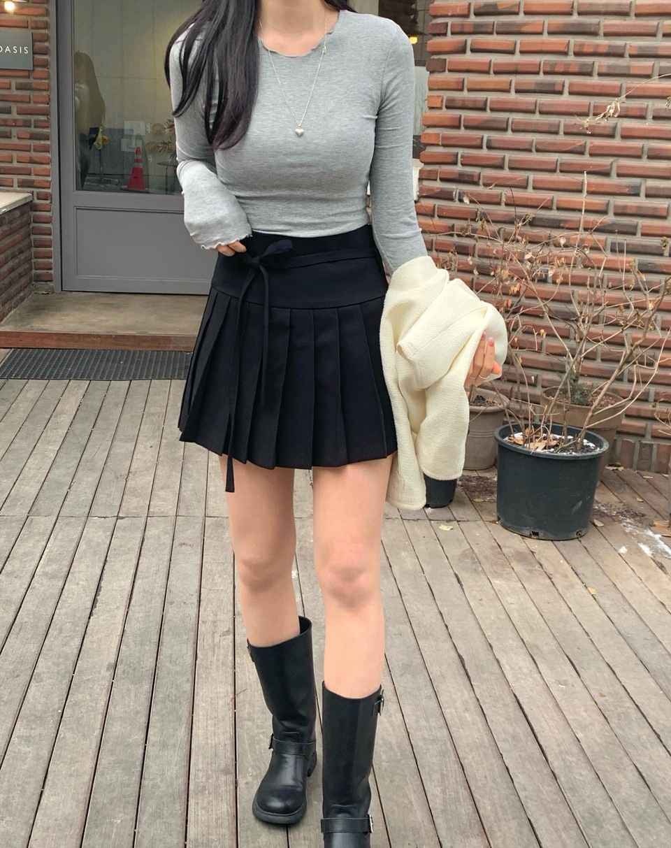 [MADE🎀/당일발송🤍] 슈어 리본 플리츠 스커트 (2col) 상세 이미지 35