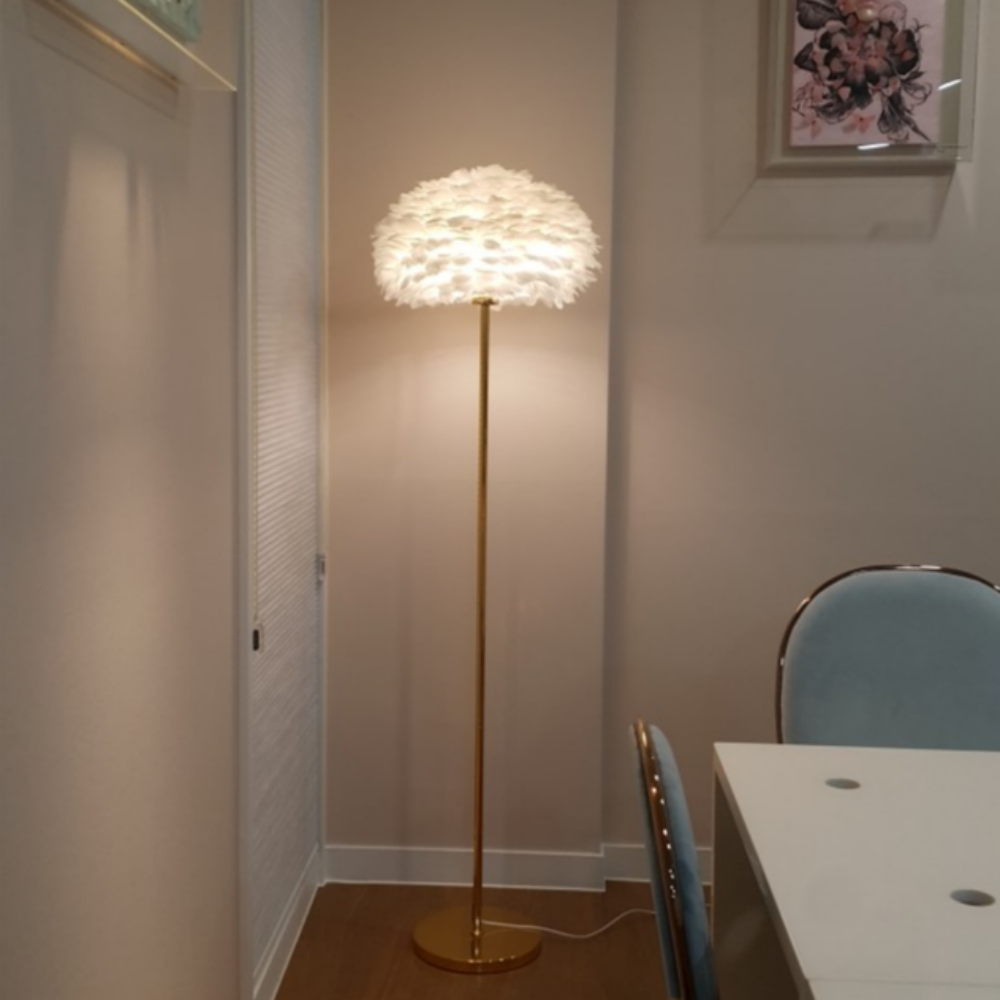 플루마 깃털 플로어램프 일자형 LED 장스탠드 거실 감성 인테리어조명