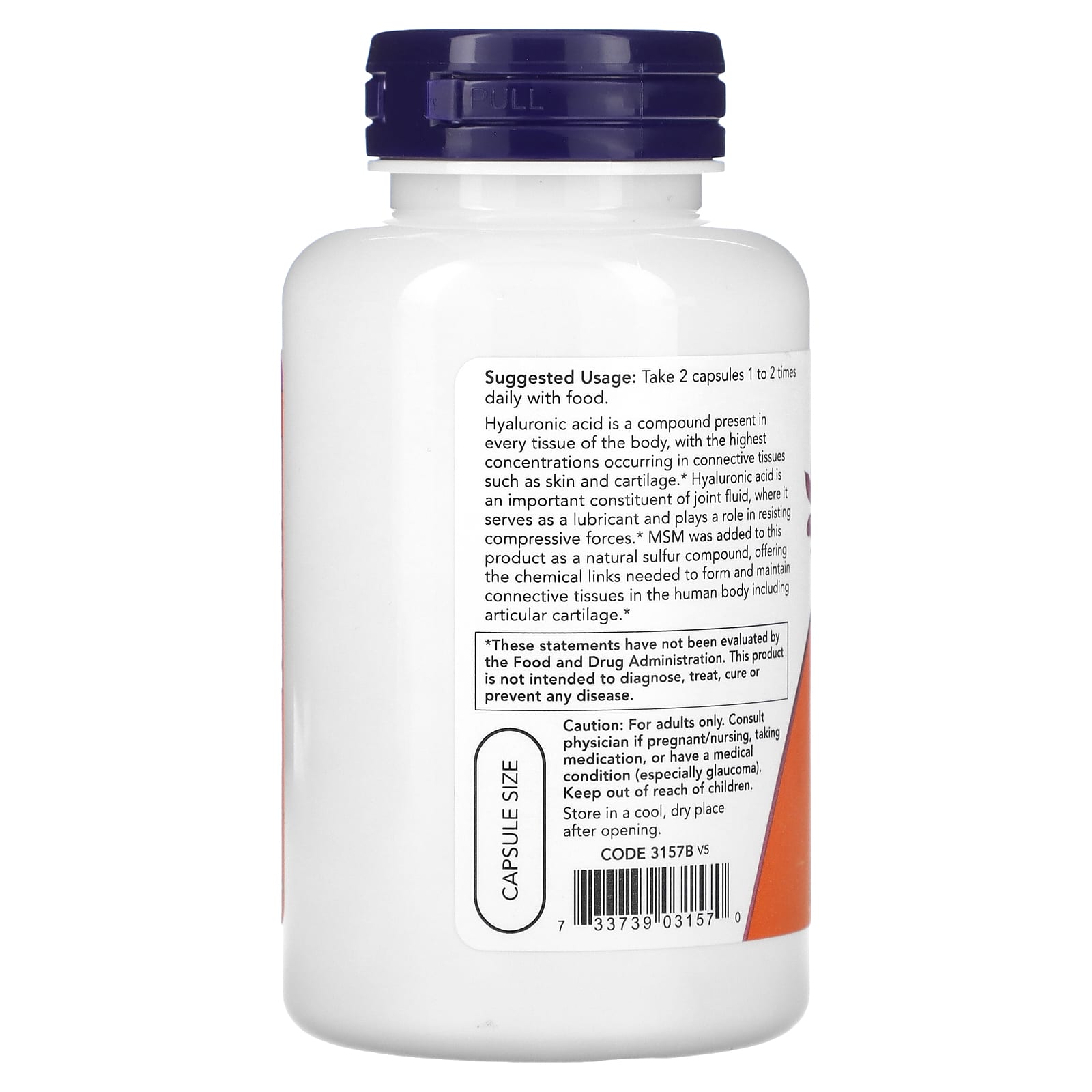 나우푸드 히알루론산 100mg MSM 직구 식이유황 120캡슐, 2개 - 상세 이미지 4
