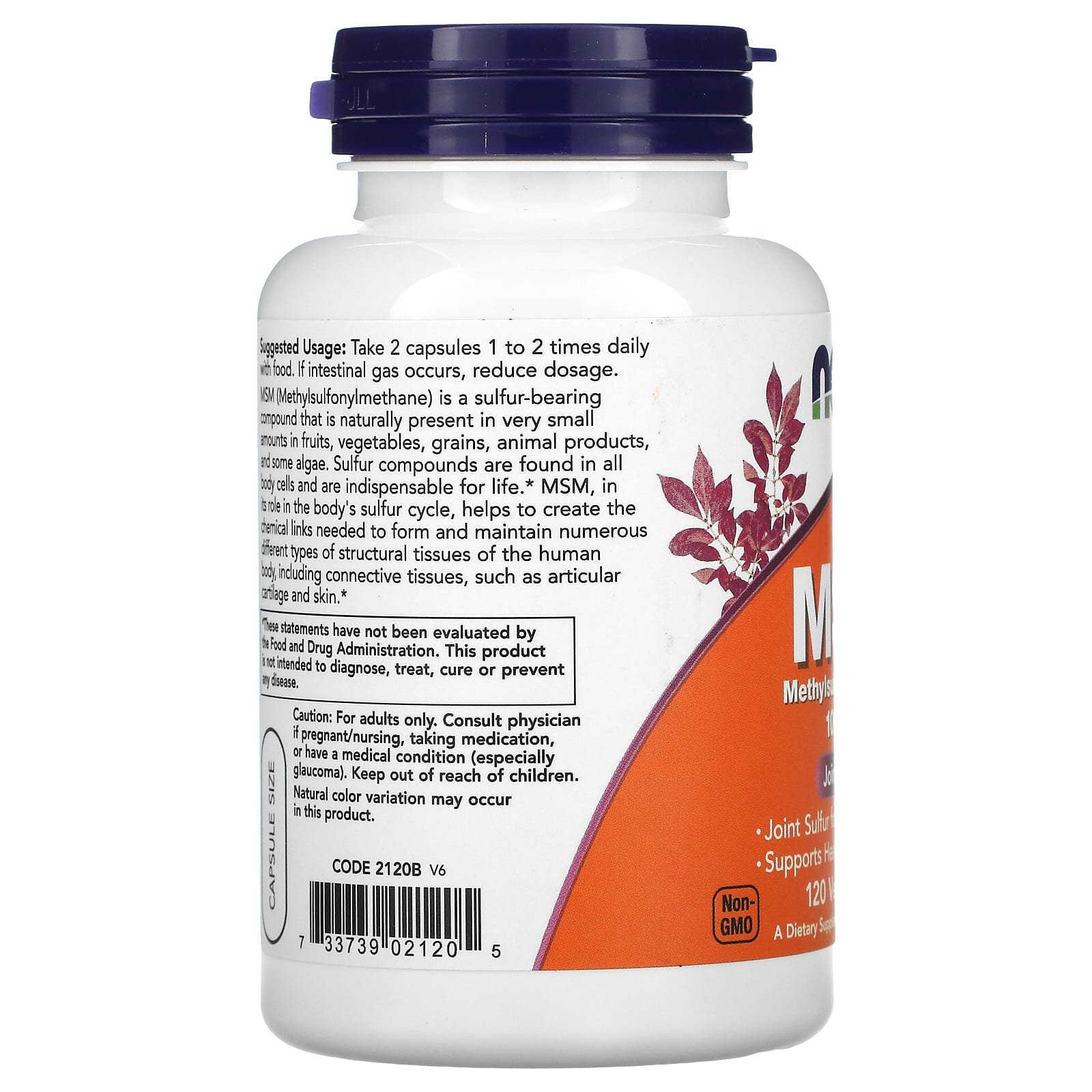 나우푸드 MSM 직구 식이유황 2000mg 120캡슐, 1개 - 상세 이미지 5