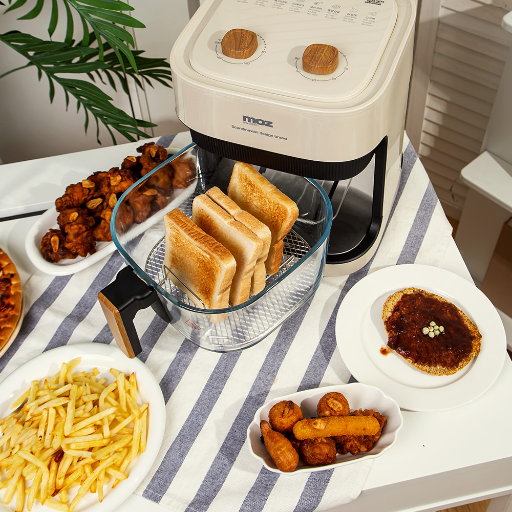 모즈스웨덴 글라스 에어프라이어 4.2L MA-5000G 아이보리 에어프라이기