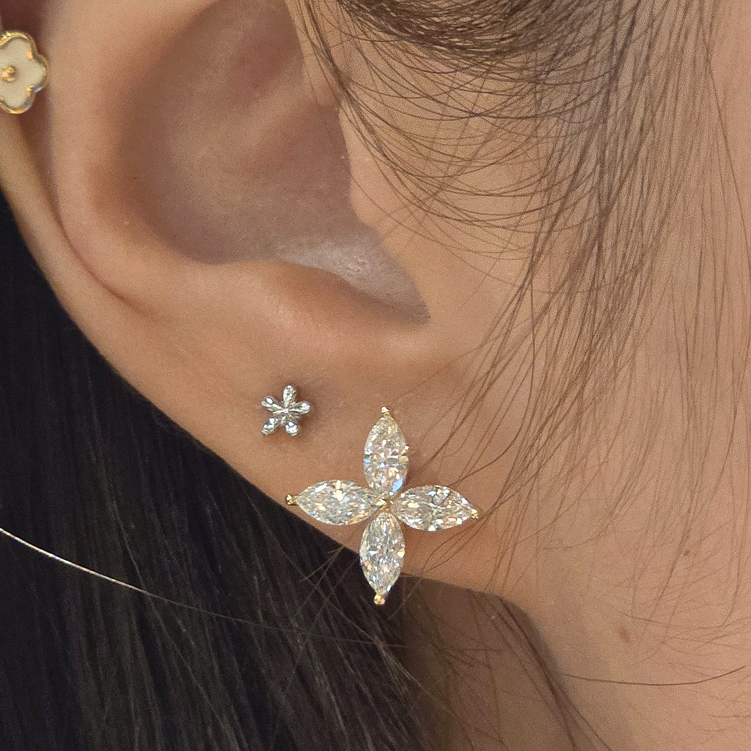 랩다이아몬드 팬시 마퀴즈 랩다이아 귀걸이 14K 18K 이미지 7