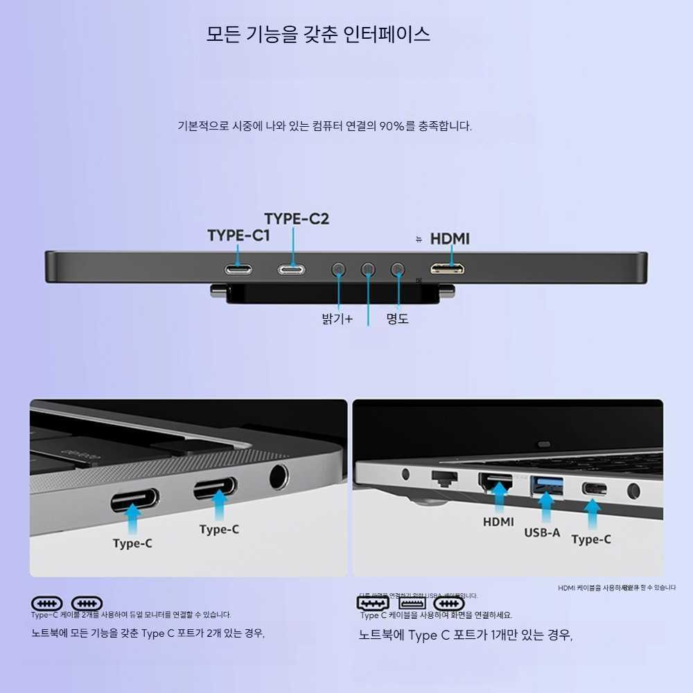 고캠프 노트북화면확장 노트북 디스플레이 휴대용 14인치 2K 단일 화면 - 상세 이미지 4
