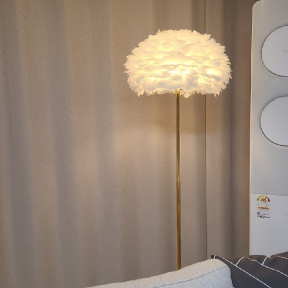 플루마 깃털 플로어램프 일자형 LED 장스탠드 거실 감성 인테리어조명