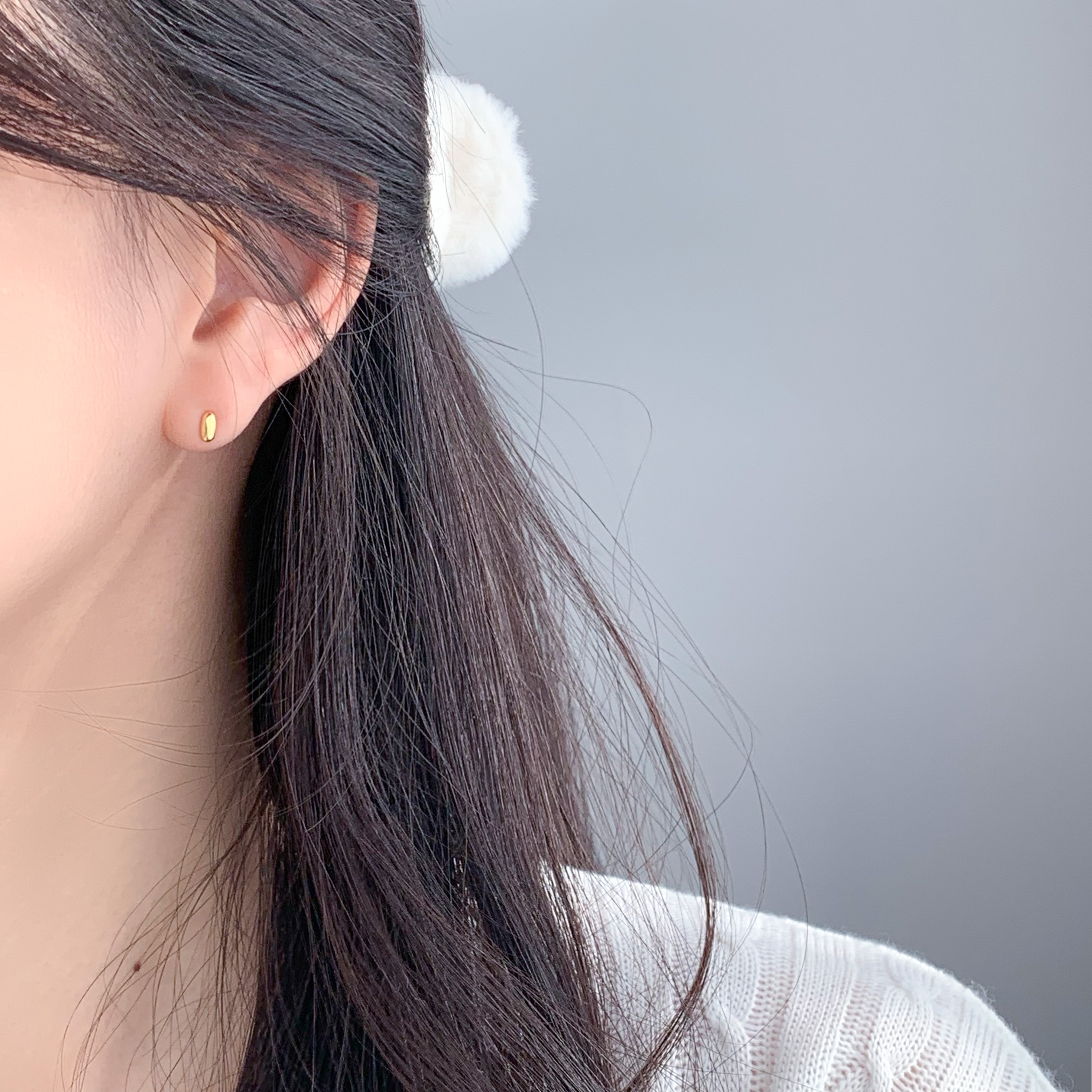 14k 미니 강낭콩 귀걸이 (2color) - 상세 이미지 2