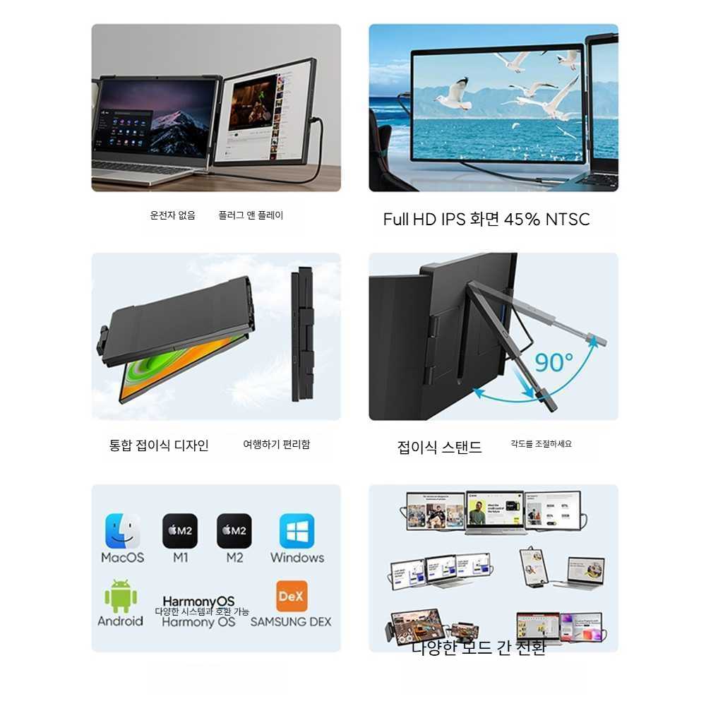고캠프 노트북화면확장 노트북 디스플레이 휴대용 14인치 2K 단일 화면 - 상세 이미지 3