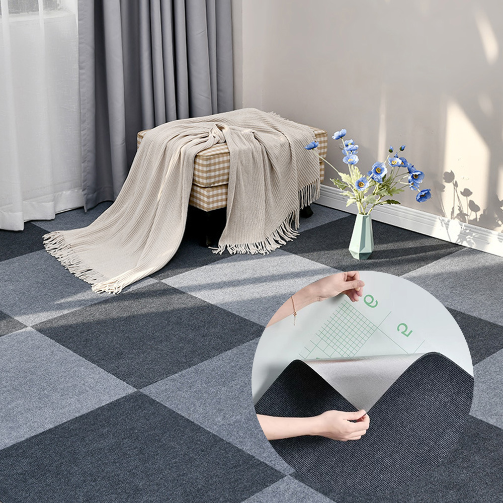카펫타일 타일카페트 바닥 조각 사무실 시공 붙이는 카펫트 30cmX30cm 4장 - 상품 이미지