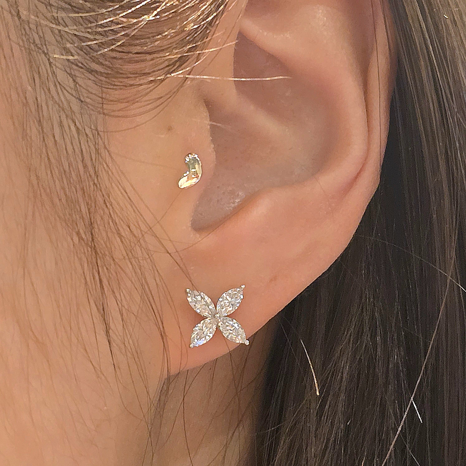 랩다이아몬드 팬시 마퀴즈 랩다이아 귀걸이 14K 18K 이미지 6