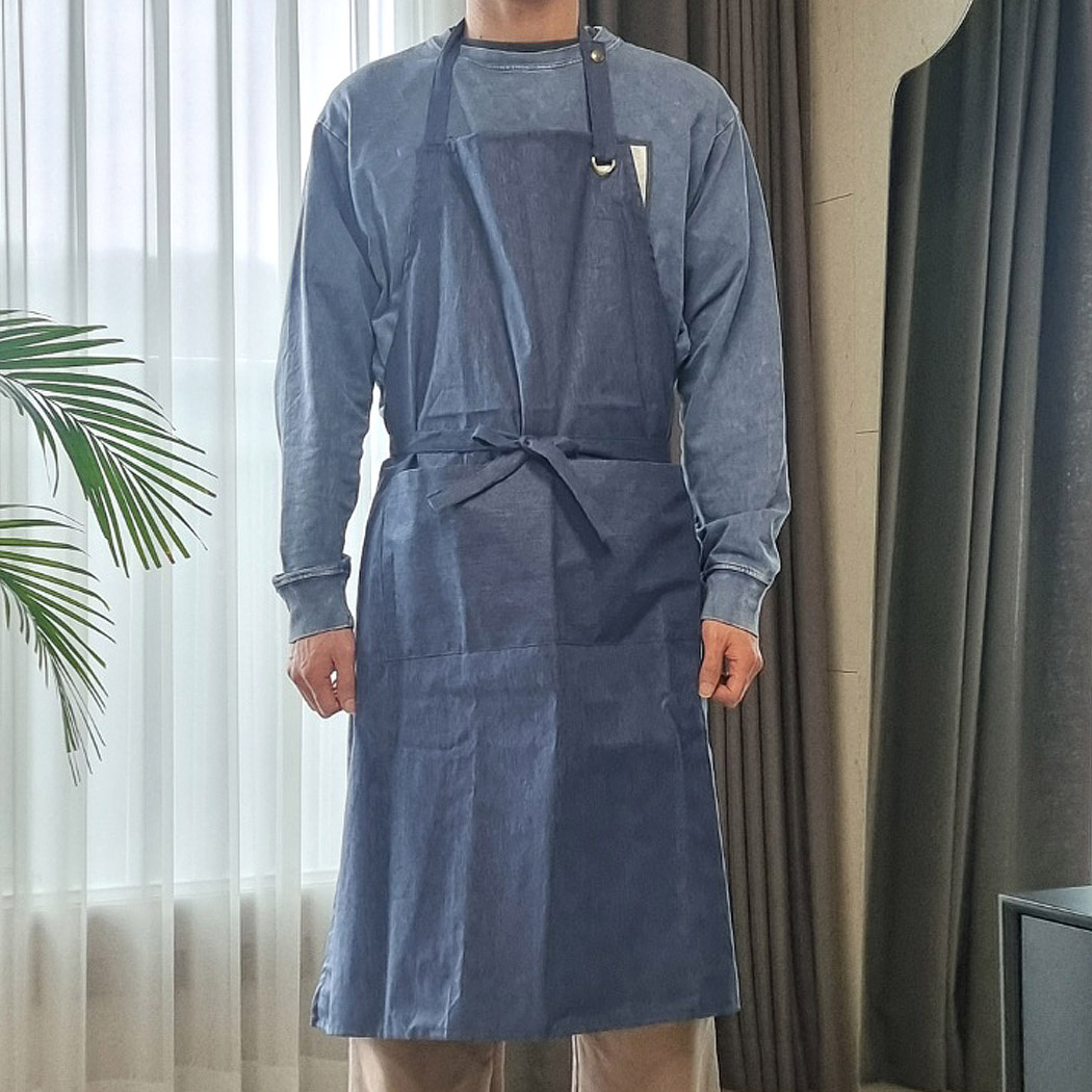 고급컬러모던앞치마 7895 커피색 블루 택1 길이조절 업소용 주방 방수 원피스 바리스타