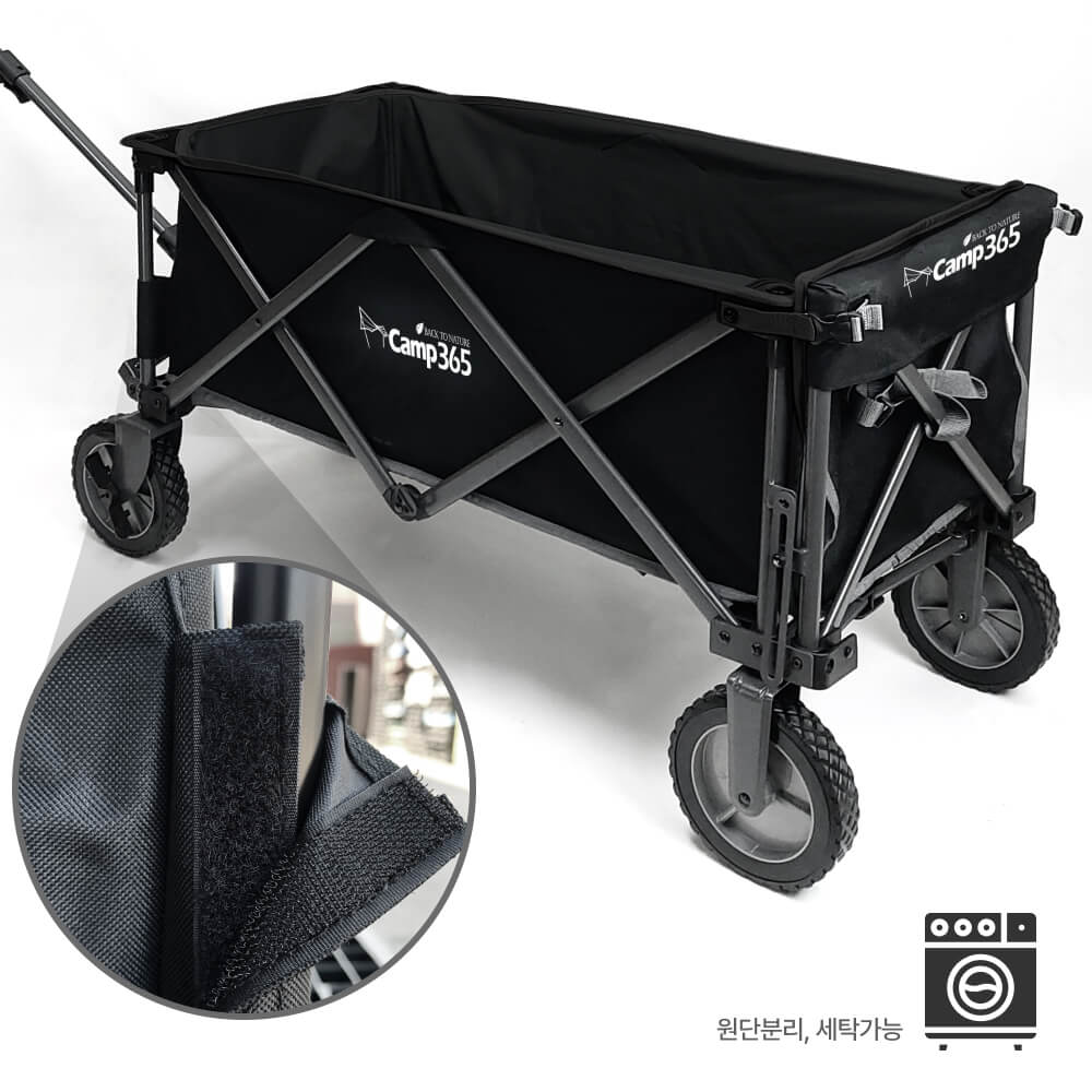 캠프365 파파웨건 스포츠 웨건 블랙 뒷문 확장형 접이식 손수레 브레이크