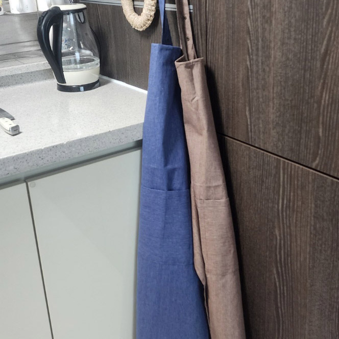 고급컬러모던앞치마 7895 커피색 블루 택1 길이조절 업소용 주방 방수 원피스 바리스타