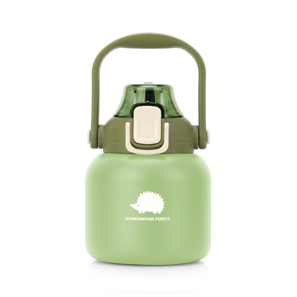 스칸디나비안 포레스트 빅핸드 손잡이 텀블러 빨대포함 600ml, 옐로우그린