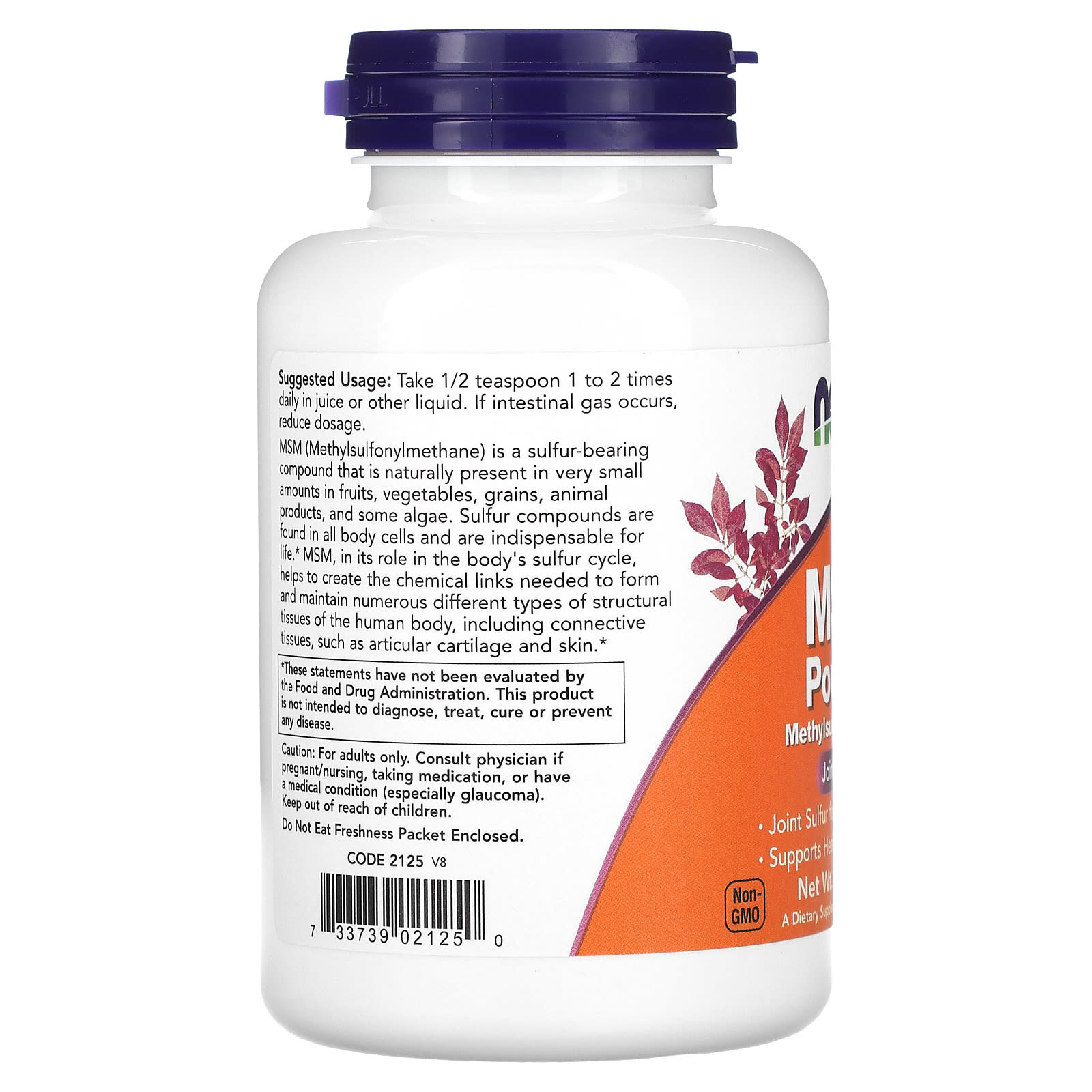 나우푸드 MSM 직구 식이유황 파우더 분말 1800mg 227g, 3병 - 상세 이미지 4
