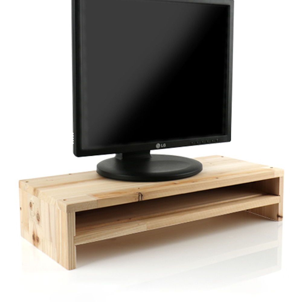 나무 책상 모니터 받침 컴퓨터 노트북 높이 선반 스탠드 거치대 27인치 32인치 2단