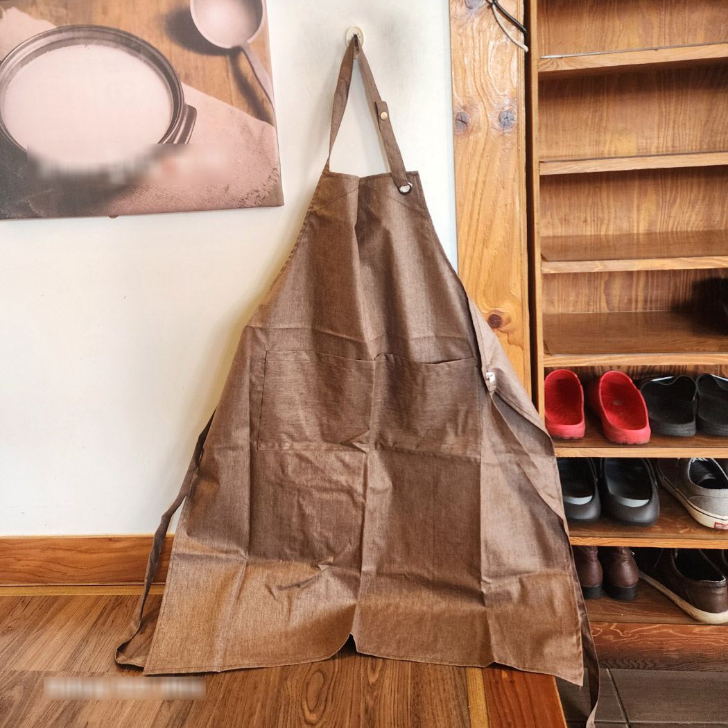 고급컬러모던앞치마 7895 커피색 블루 택1 길이조절 업소용 주방 방수 원피스 바리스타