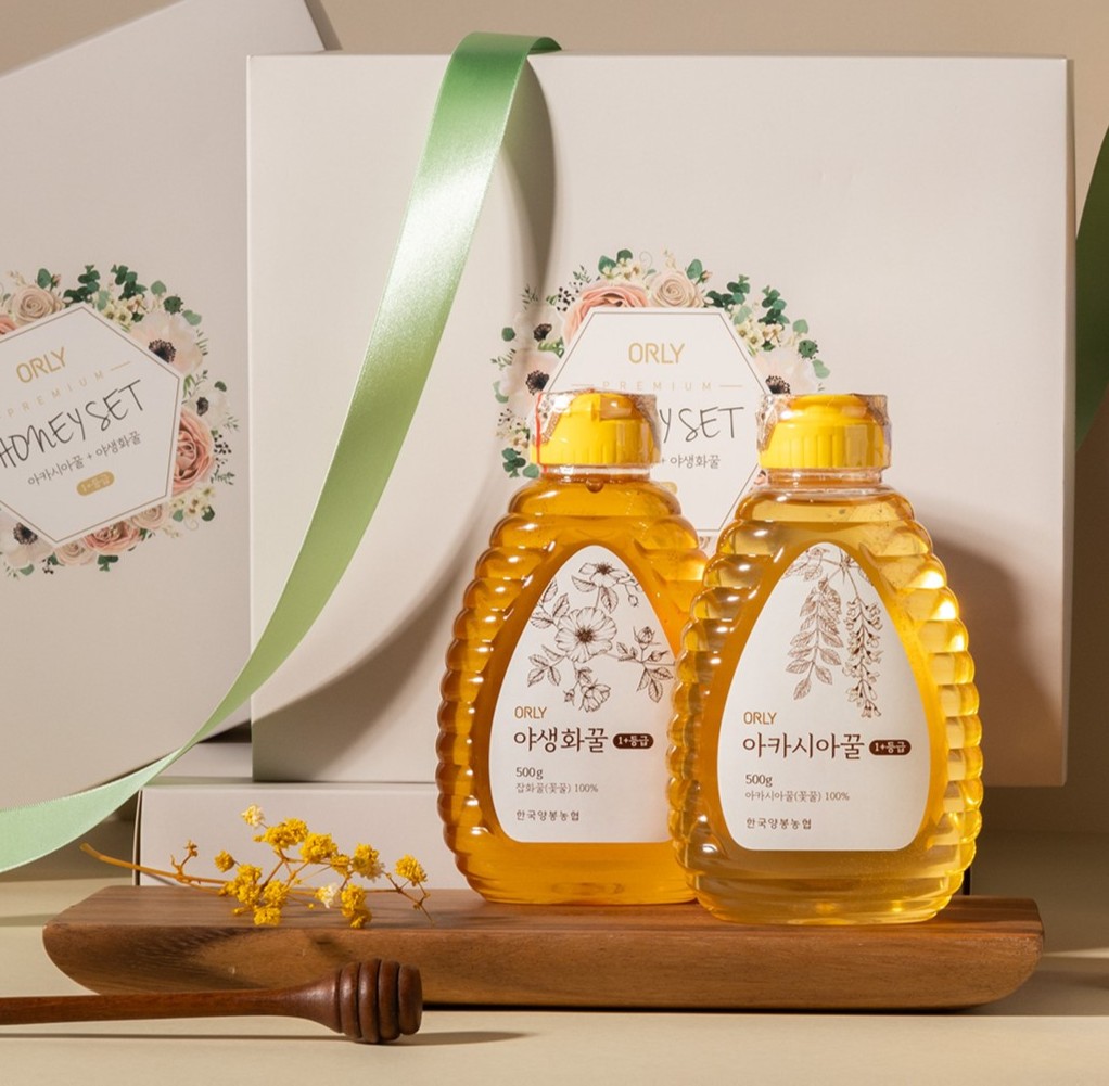 1+등급 아카시아 야생화 꿀 500g x 2개 꿀선물세트 추석 명절 부모님 선물