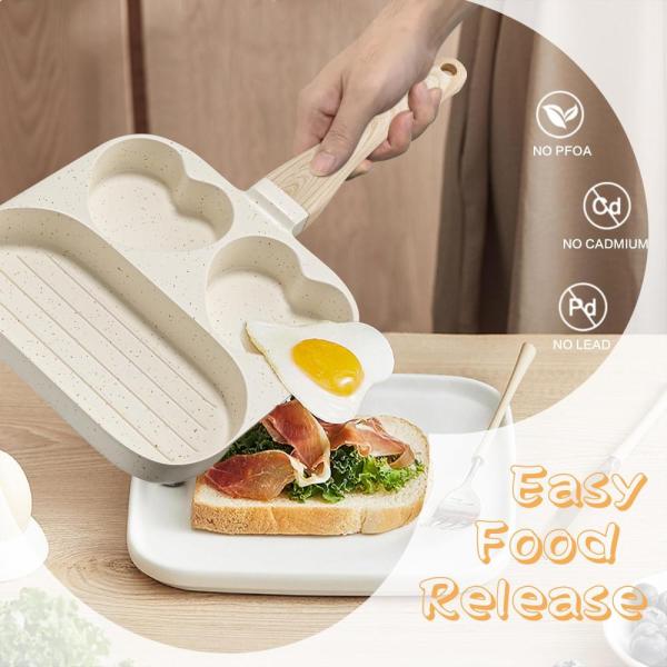 ATCROSS 아침 식사 프라이팬 3컵 에그 팬 논스틱 화강암 오믈렛 프라이팬 팬케이크 팬 및 계란 쿠커 및 그릴 팬 가스 및 인덕션 쿡탑에 적합... 