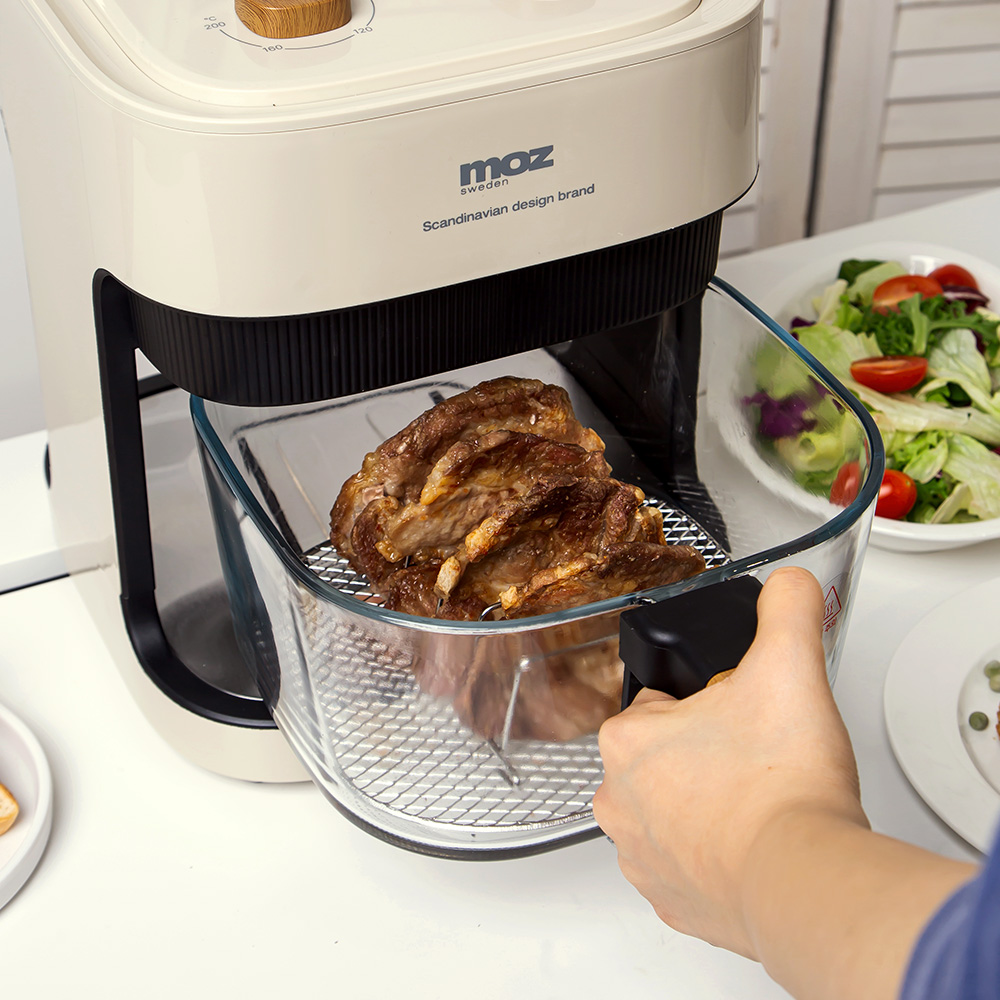 모즈스웨덴 글라스 에어프라이어 4.2L MA-5000G 아이보리 에어프라이기