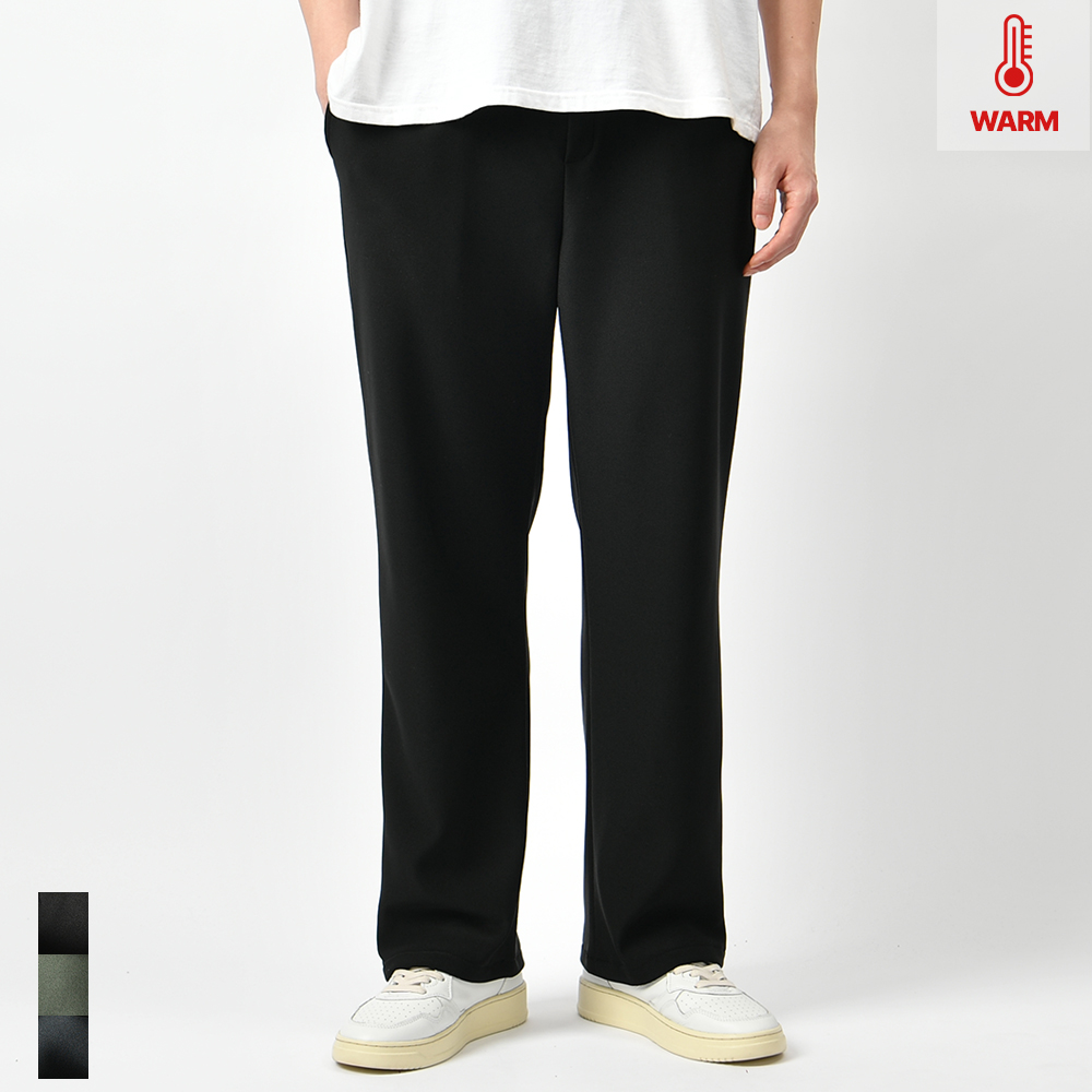 남자 기모 바지 세미 와이드 겨울 고무줄 편한 밴딩 본딩 스판 팬츠 - 상품 이미지