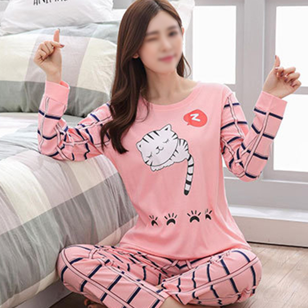 마이누디 굿나잇 슬리핑 파자마 세트 수면잠옷 긴팔 여성 극세사 홈웨어 - 상품 이미지