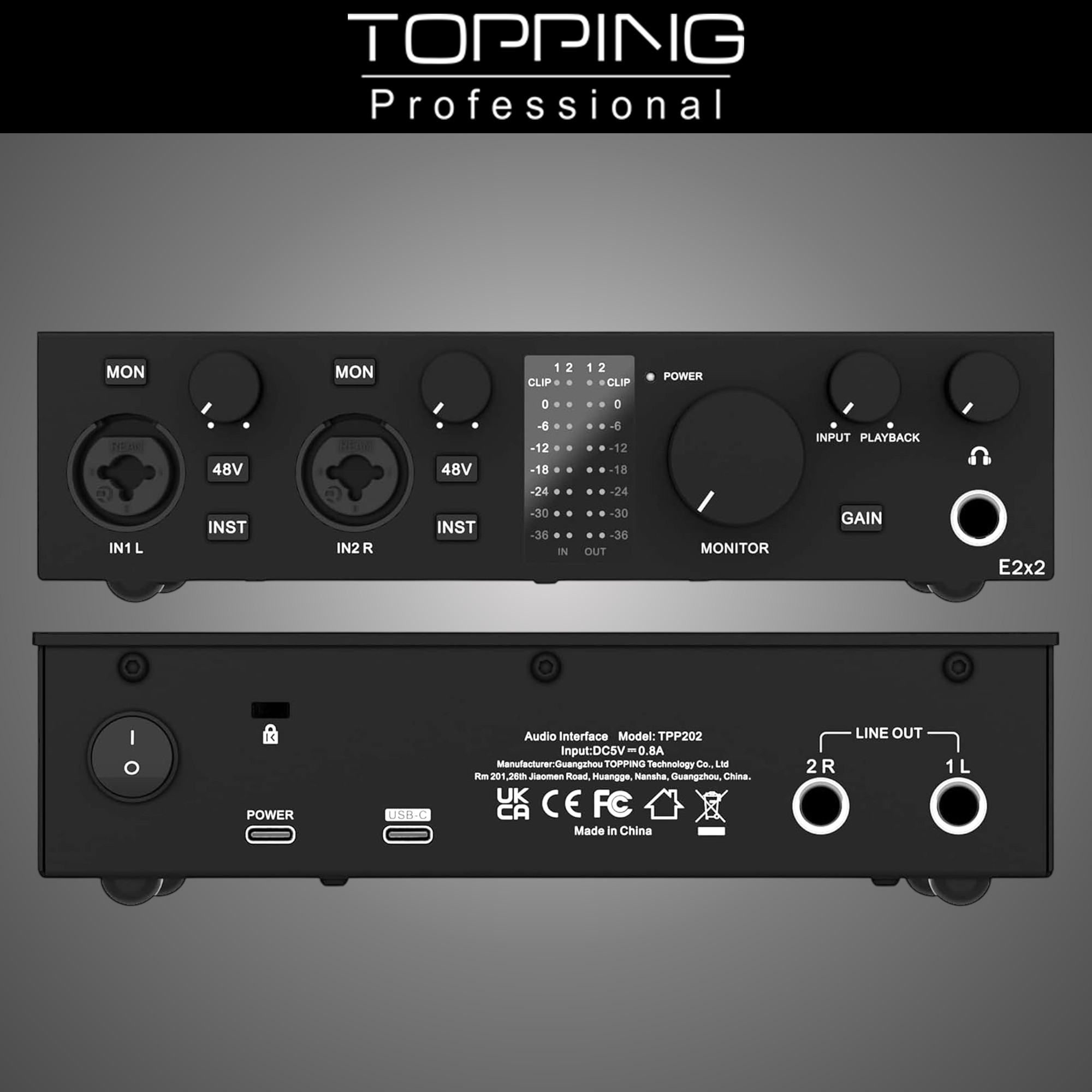 토핑 TOPPING E2X2 USB 오디오 인터페이스 홈레코딩