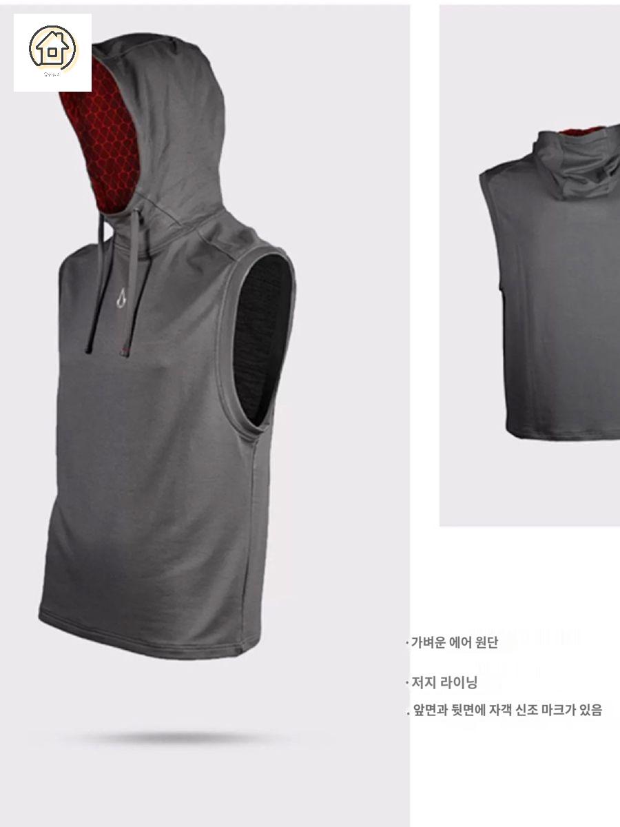 반팔 후드 나시 스포츠 남성 티셔츠 머슬 짐웨어 민소매 헬스 - 상세 이미지 5