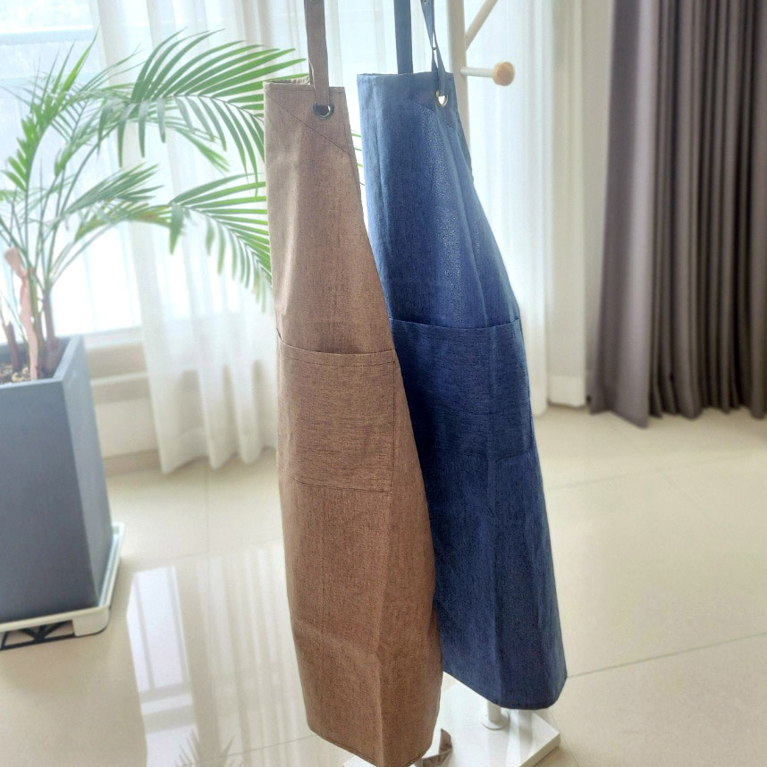 고급컬러모던앞치마 7895 커피색 블루 택1 길이조절 업소용 주방 방수 원피스 바리스타