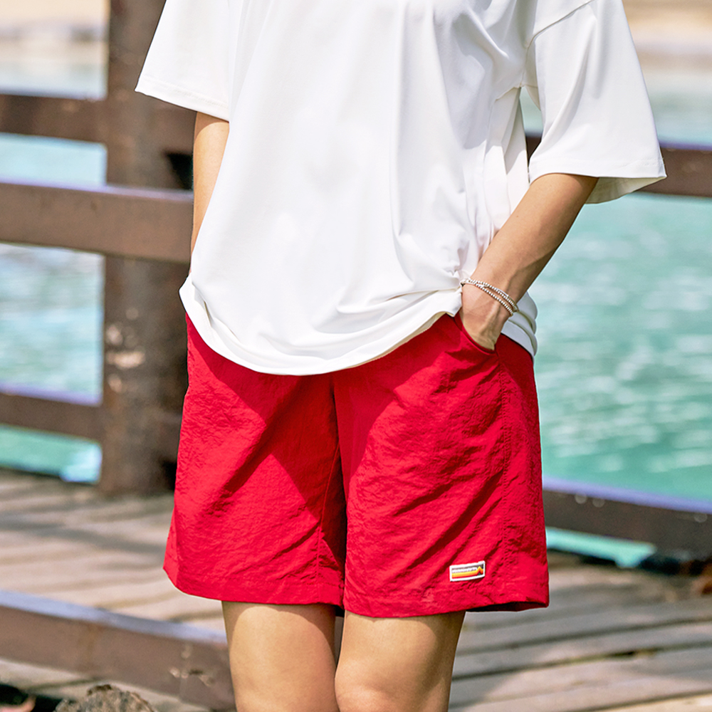 나일론 반바지 밴딩반바지 여름 쇼츠 5부 블랙몬스터핏 - 상세 이미지 3