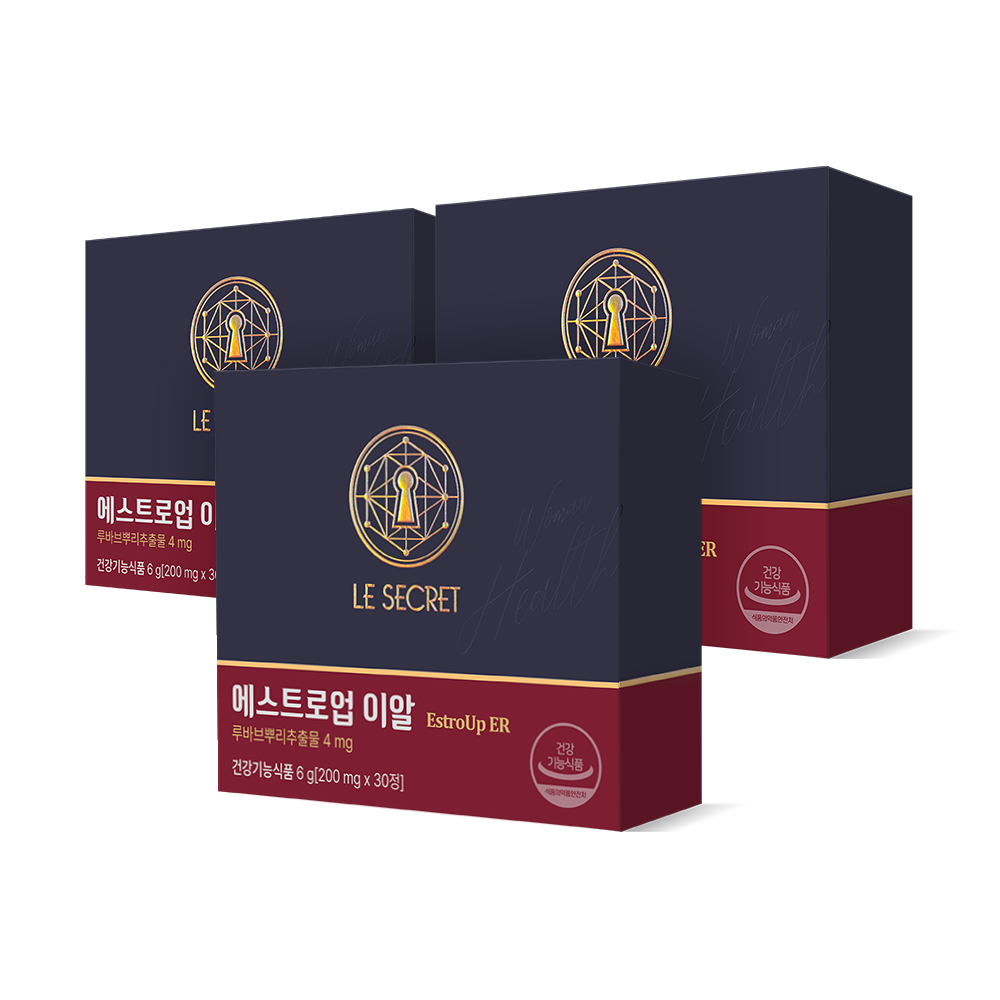 르시크릿 에스트로업 이알 여성 갱년기 영양제 루바브뿌리추출물 30정, 3개 - 상품 이미지