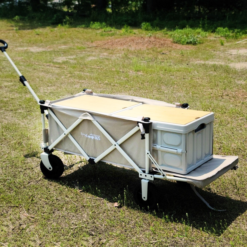 파파웨건 스포츠 베이지 내하중 120kg 캐리어 뒷문 확장형 캠핑웨건 캠핑카트 초캠입문용