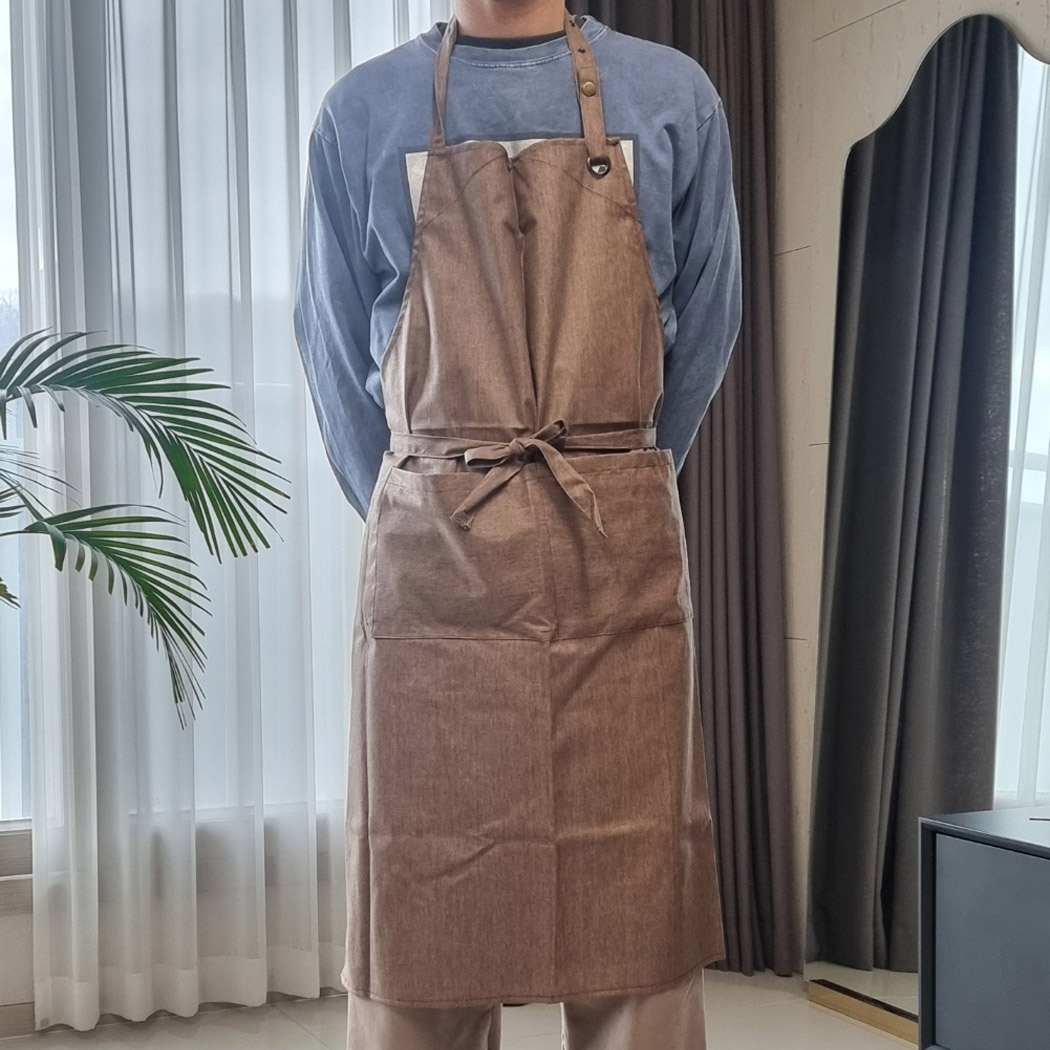 고급컬러모던앞치마 7895 커피색 블루 택1 길이조절 업소용 주방 방수 원피스 바리스타