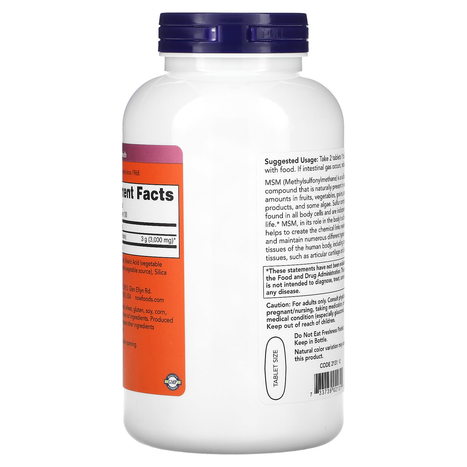 나우푸드 MSM 직구 식이유황 3000mg 200정, 3개 - 상세 이미지 4