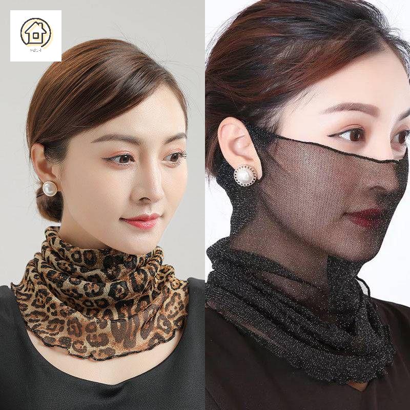 원형 여름 목도리 마스크 실크 쉬폰 스카프 - 상품 이미지
