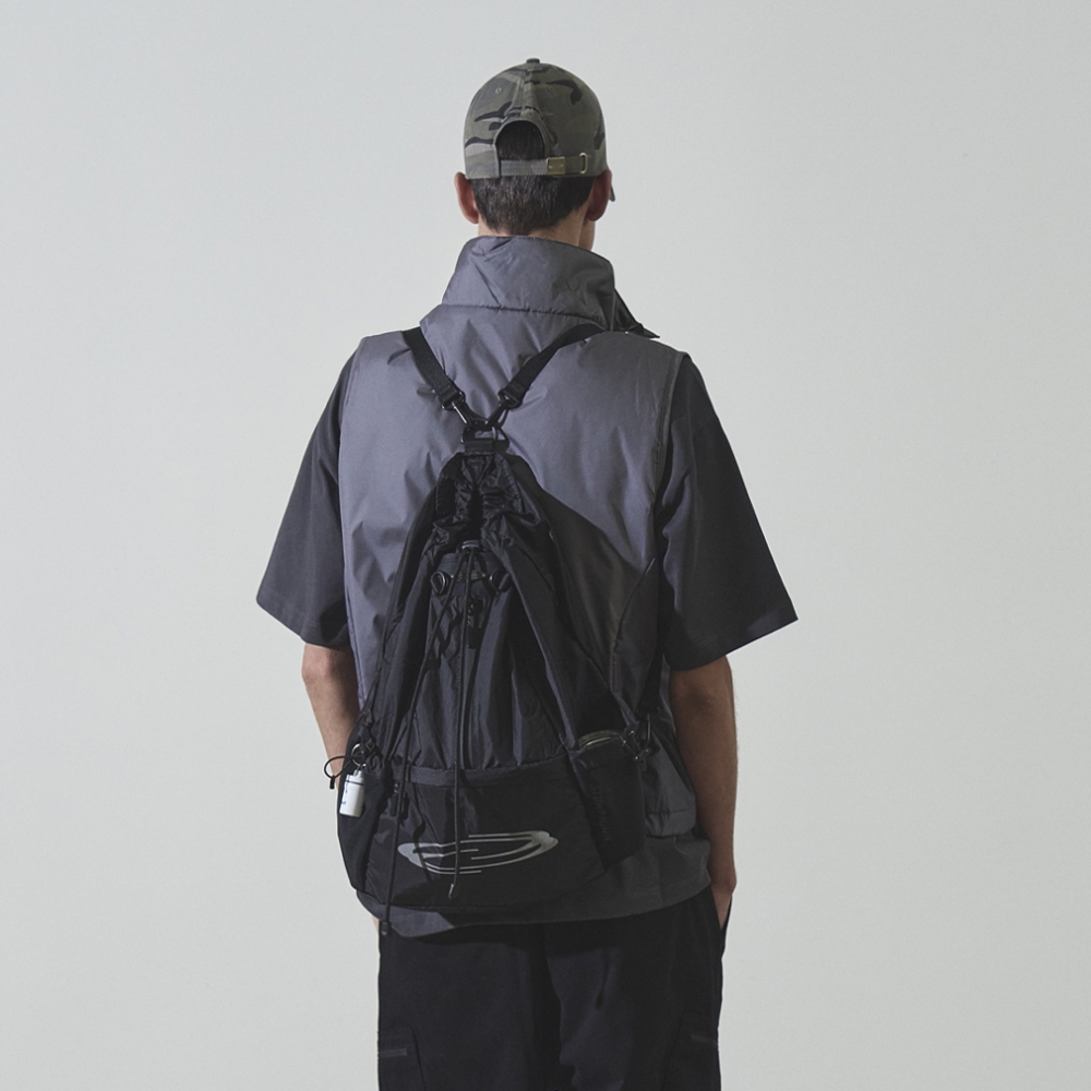 [오프닝프로젝트] Mesh Pocket String Bag - Black - 상세 이미지 3
