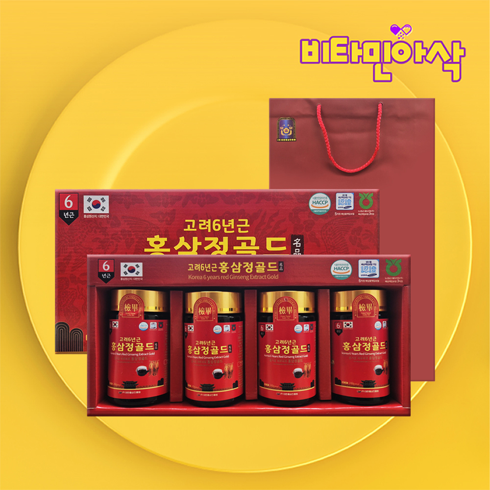 6년근 고려 홍삼정 골드 4병 1박스 떠먹는 홍삼 부모님 어르신 설 추석 명절 선물세트 - 상품 이미지