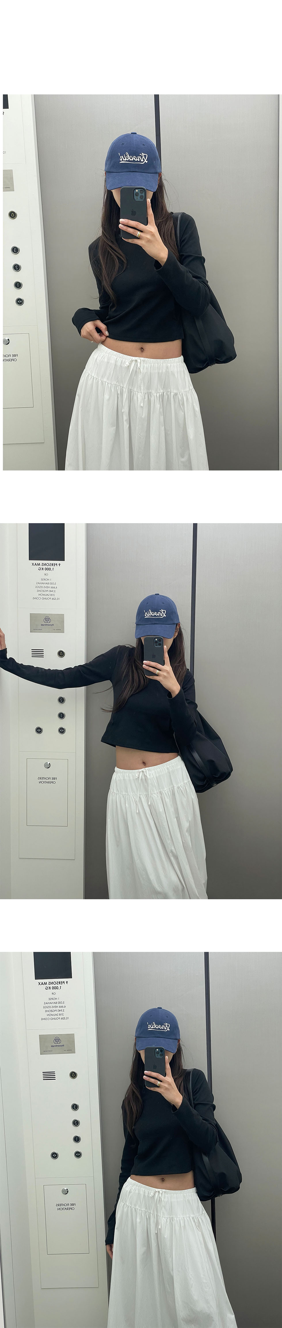 당일 / 108Pound 108파운드 맥시 코튼 셔링 스커트 밴딩 롱 1color 상세 이미지 5